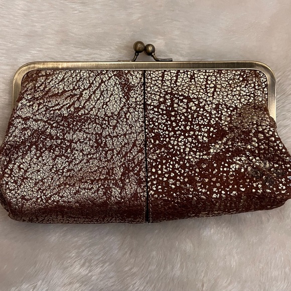 Patricia Nash Gold and Brown Kiss Lock Clutch - Picture 2 of 7